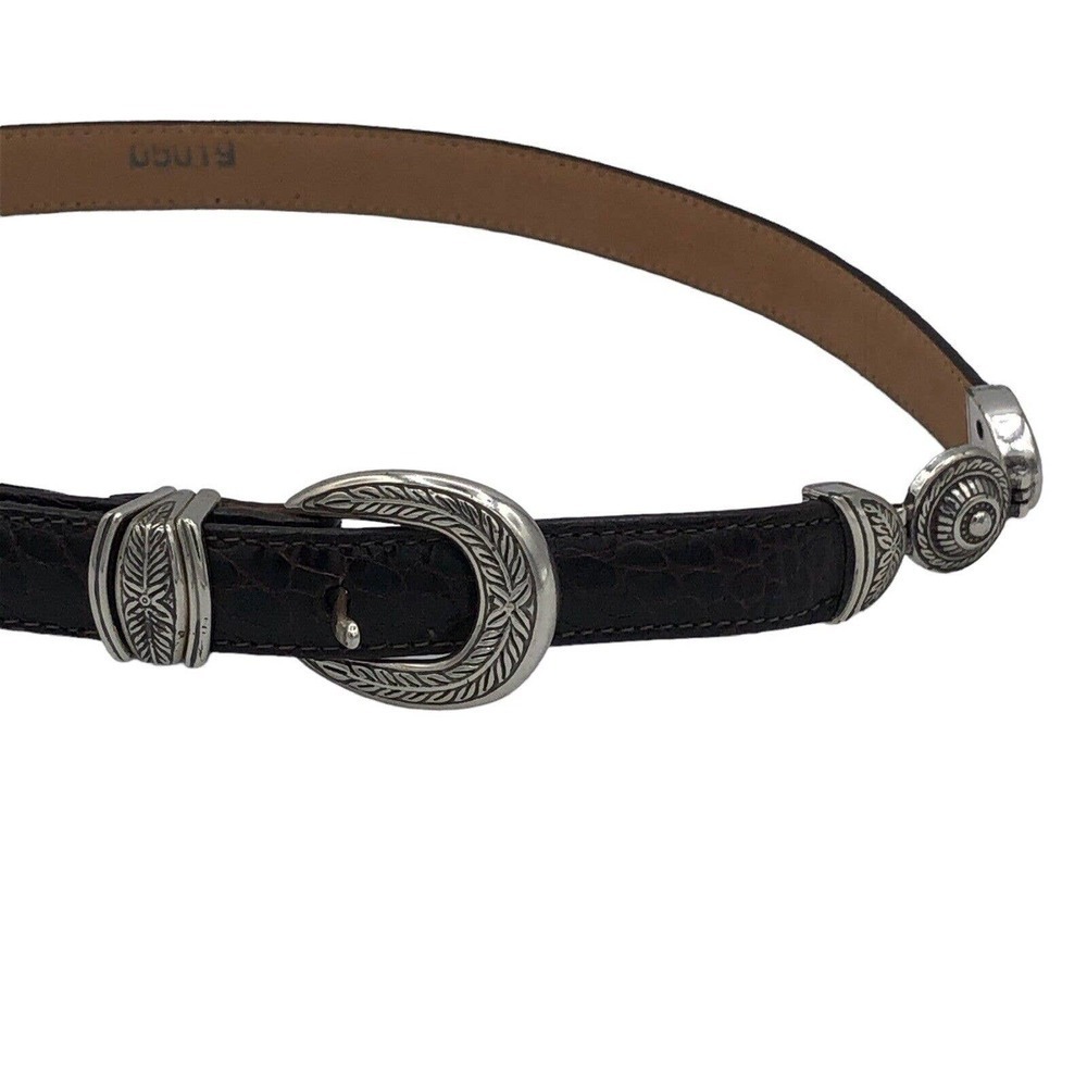 Brighton Woman M 30” Brown Leather Belt B10068 Silver Hardware 3 Sections - Picture 5 of 10